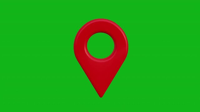 3D Location Green Screen Pin Icon Motion Graphics Animation with Alpha Channel. 4K Resolution