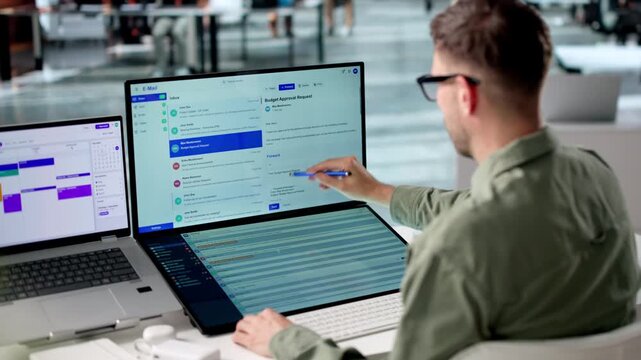 Marketing Manager Checks Email Platform
