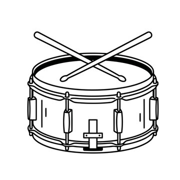 Snare drum with drumsticks