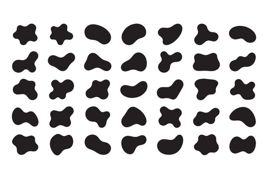 Abstract organic shapes collection vector illustration black fluid irregular amorphous forms.