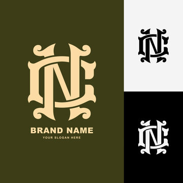 Vintage monogram logo featuring interlaced letters N and C for classic branding identity