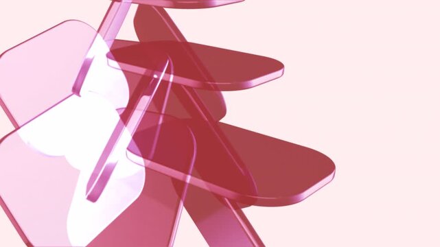 Abstract Pink Shapes Translucent Geometric Glass Shapes