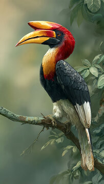 Hornbill bird burung enggang kalimantan rainforest mascot 