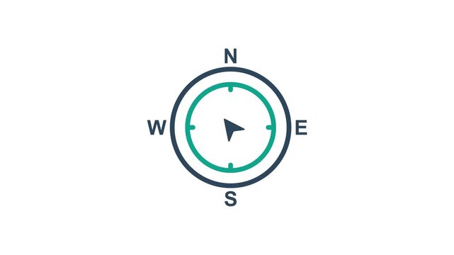 Compass icon animation. suitable for user interface, provide visual feedback and more. alpha channel. transparent background