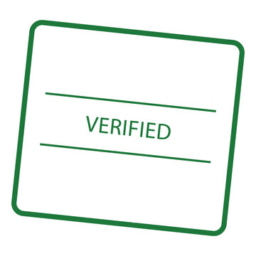 Green rubber stamp with verified text isolated on transparent background