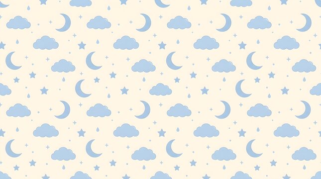 Minimalist nursery pattern with moon and stars