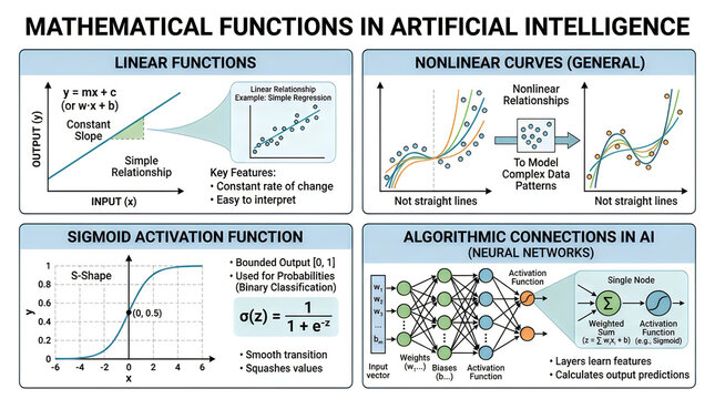 Educational infographic showing machine learning and math models