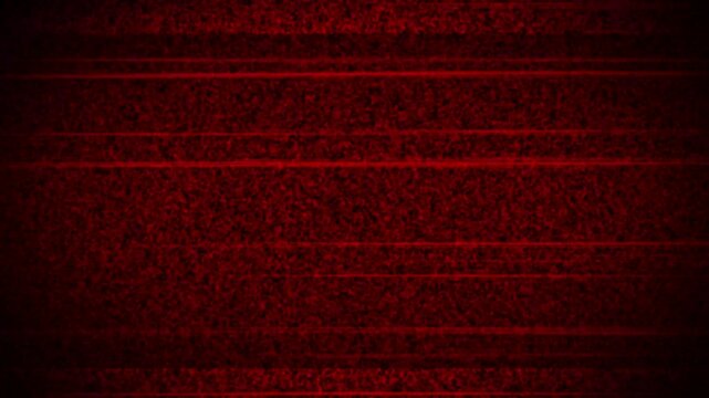 Dark red crt tv screen glitch with analog static noise, horizontal scan lines and no signal, vintage retro television animation.