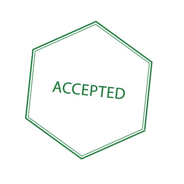 Digital hexagon stamp with accepted text isolated on transparent background