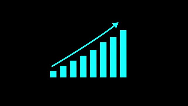 Business growth concept in graph chart showing marketing sales profit increasing to future target. business graph success animation arrow on black background. 4k motion graphics video