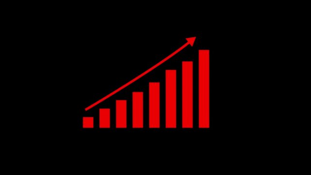 Business growth concept in graph chart showing marketing sales profit increasing to future target. business graph success animation arrow on black background. 4k motion graphics video