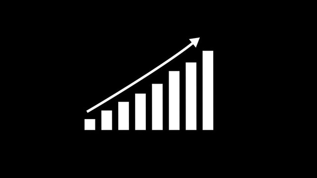 Business growth concept in graph chart showing marketing sales profit increasing to future target. business graph success animation arrow on black background. 4k motion graphics video