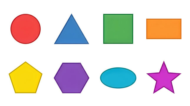 Set of colorful geometric shapes for children learning basic math