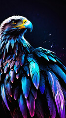 Obraz premium Majestic Cybernetic Eagle with Glowing Blue Energy