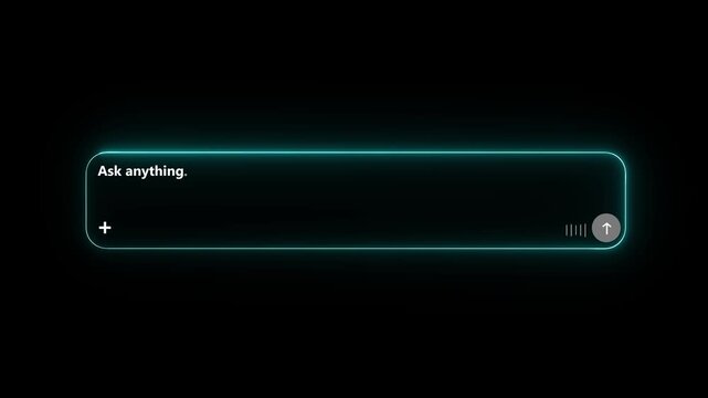 Chat interface text box with prompt placeholder and send button. Digital artificial intelligence communication field for user input. UI vector element for modern web .4K Animation..