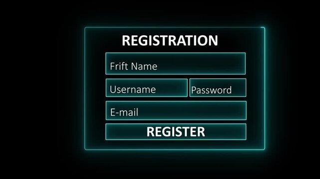 Online registration and sign up concept. Filling digital application form with personal data to create user account on website, secure login, online enrollment, technology and 4k Motion Graphics.