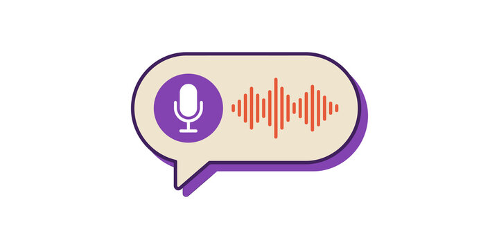 Voice message speech bubble icon featuring microphone symbol and audio waveform for mobile application communication tools.