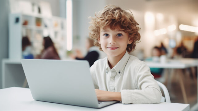 Young Boy Using Laptop