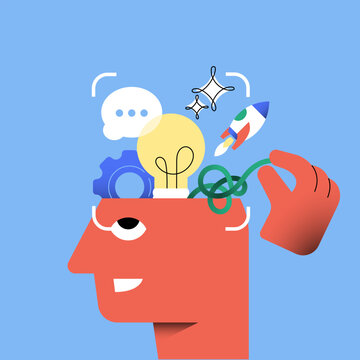 Creative Thinking and Problem Solving Concept abstract flat Illustration
