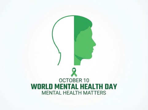 Minimalist illustration of a human head profile for the annual observance of world mental health day