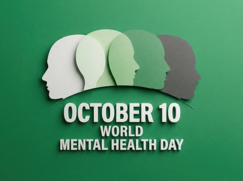 Conceptual illustration of human profiles for october 10 world mental health day awareness and support campaign