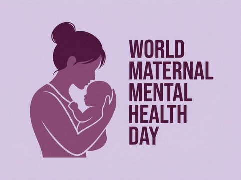 A silhouette of a mother holding her baby to promote awareness for world mental health day