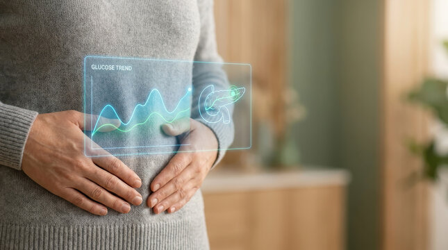 Pregnancy health monitoring with insulin resistance awareness and glowing glucose trend chart supports attentive prenatal care and emotional reassurance at home
