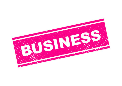 Pink business stamp with white text on transparent background illustration