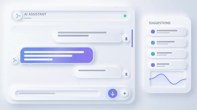 Abstract AI Chatbot Interface with Neumorphic Design