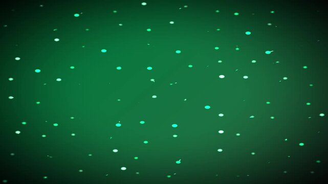 Green Network Nodes and Particles Floating on Dark Background