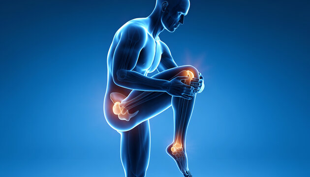 Knee Joint Pain and Swelling &ndash; Medical 3D Anatomy Illustration