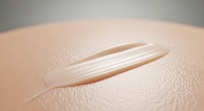 Cosmetic cream serum drop smear on human skin surface close up with beauty produ