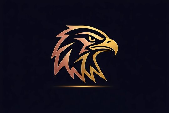 Majestic eagle head logo design with golden gradient lines on a dark background