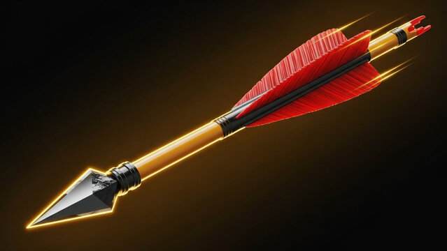 Futuristic arrow soaring through the air symbolizing precision and technology in a sleek digital rendering concept