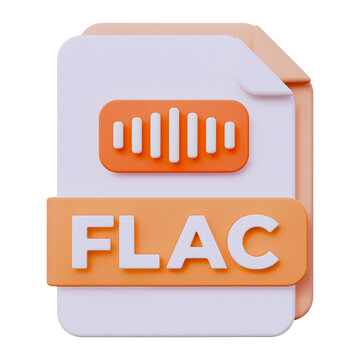 3D FLAC High Quality Audio File Format Icon Isolated on White