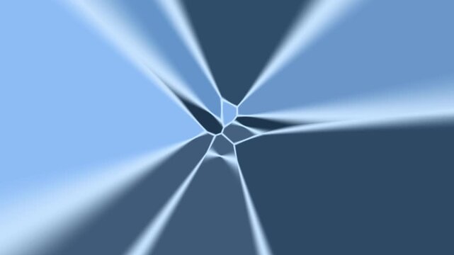 Abstract Blue Voronoi Geometric Animation, Ice-Colored Motion Graphics with Moving Rays