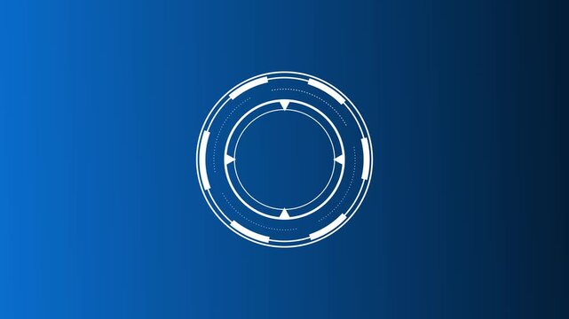Futuristic sci-fi hud circular interface with digital display, hi-tech hologram buttons and loading target animation, cyber technology dashboard on black background, png alpha, 4k motion graphics.