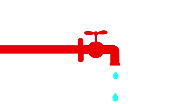 Red water pipe valve with dripping water, plumbing repair and water leakage concept isolated on white background for industrial plumbing, water conservation and environmental awareness.