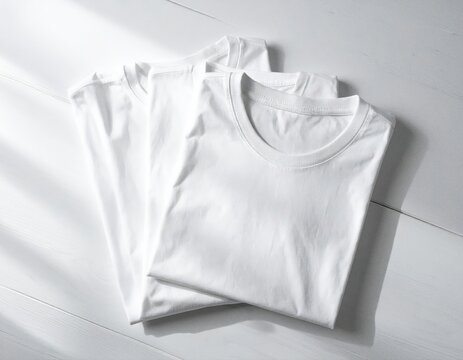 Stack of Blank White Folded T-Shirts Mockup