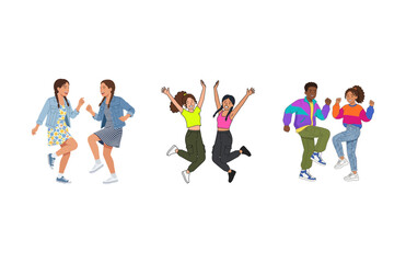 Obraz premium Diverse Groups of Young People Enjoying Energetic Dance and Celebration Moments