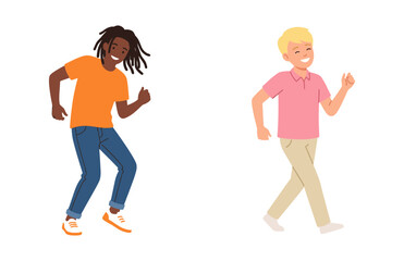 Fototapeta premium Diverse Group of Young Happy Children Dancing and Walking Together