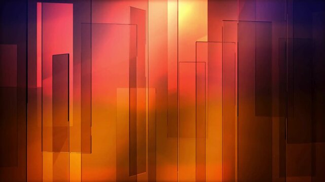 Abstract geometric background with translucent orange and red glass panels