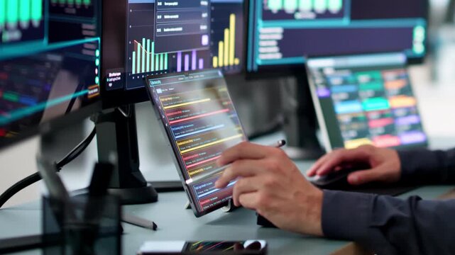 Cybersecurity Analyst Scans System Threats Using Laptop