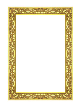 Antique golden frame isolated on white background, clipping path. 