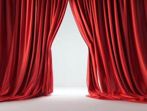 舞台の幕が開く瞬間を象徴する赤いカーテンが期待感を高める演出イメージ