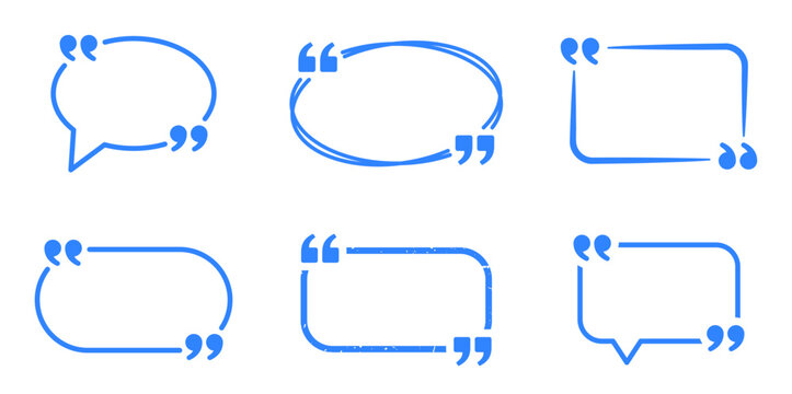 Blue Quote and Speech Bubble Icon Set