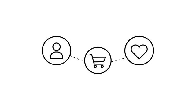 Modern Business Customer Journey Outline Icon Animation, Customer Experience Workflow, 4K Stock Video Footage