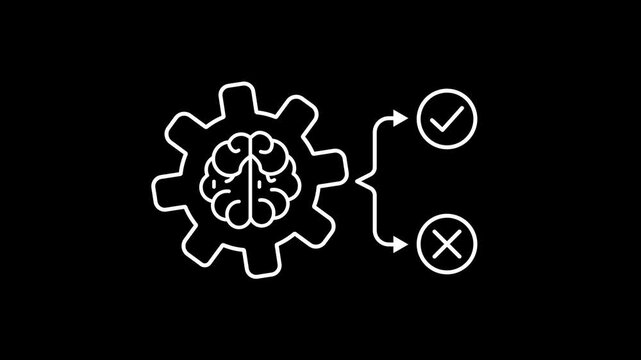 Modern Outline Business Decision Engine Icon Animation for Corporate Strategy with Smart Decisions, 4K Stock.