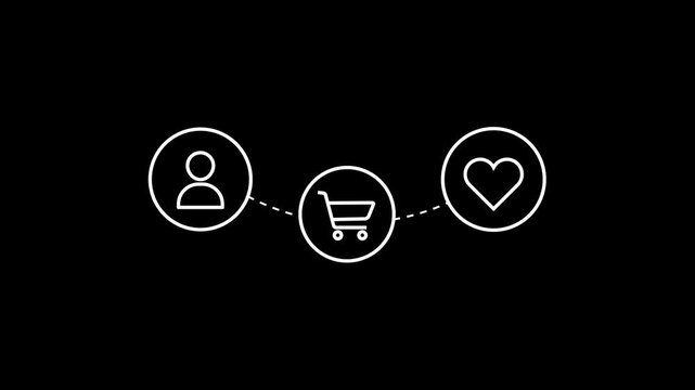Modern Business Customer Journey Outline Icon Animation, Customer Experience Workflow, 4K Stock Video Footage
