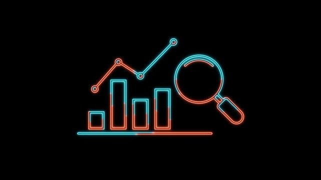 Minimal Glowing Line Business Predictive Analytics Icon Animation with Data Insights and Forecasting 4K Stock Vide